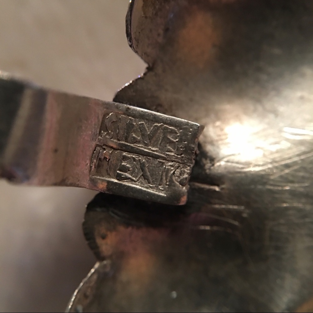 Silver Flower Link Bracelet Made/Mexico Bracelet - Picture 7 of 11